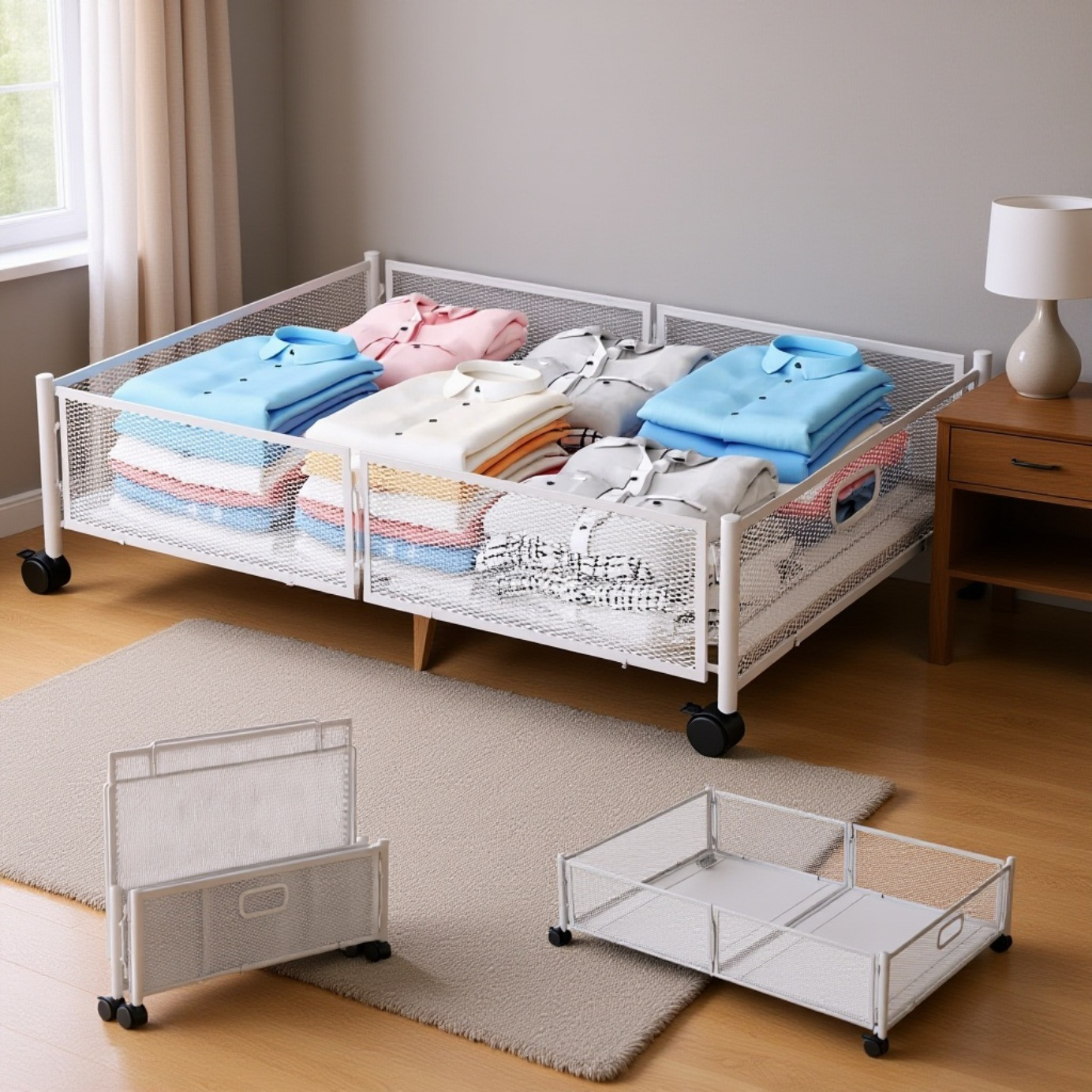 ベッド下収納キャスター付き衣類収納ボックス大容量