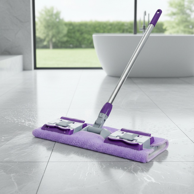 Serpillère plate absorbante, utilisable à sec et humide, pour nettoyer les parquets