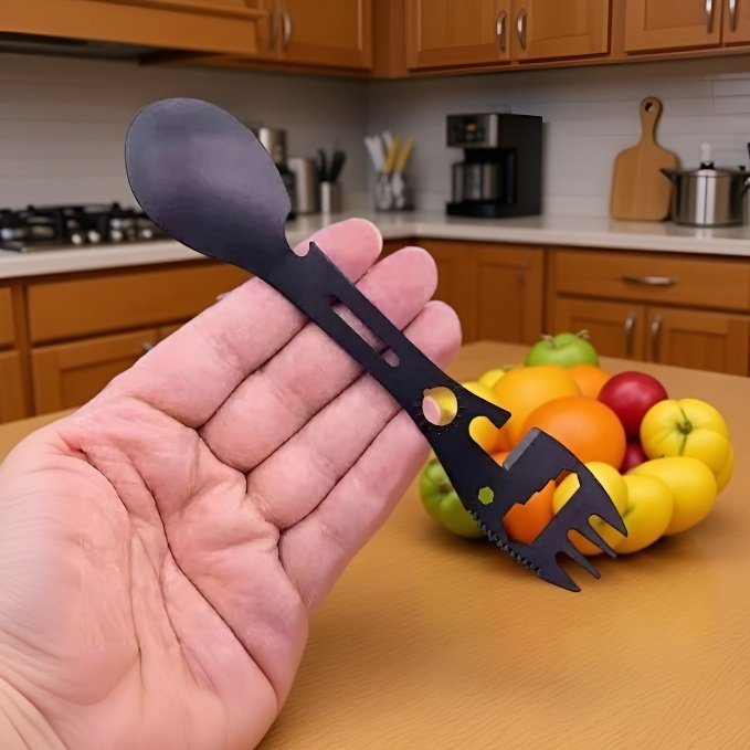 Überlebensgabel und -löffel 10-in-1 Multifunktions-Flaschenöffner für Outdoor-Camping
