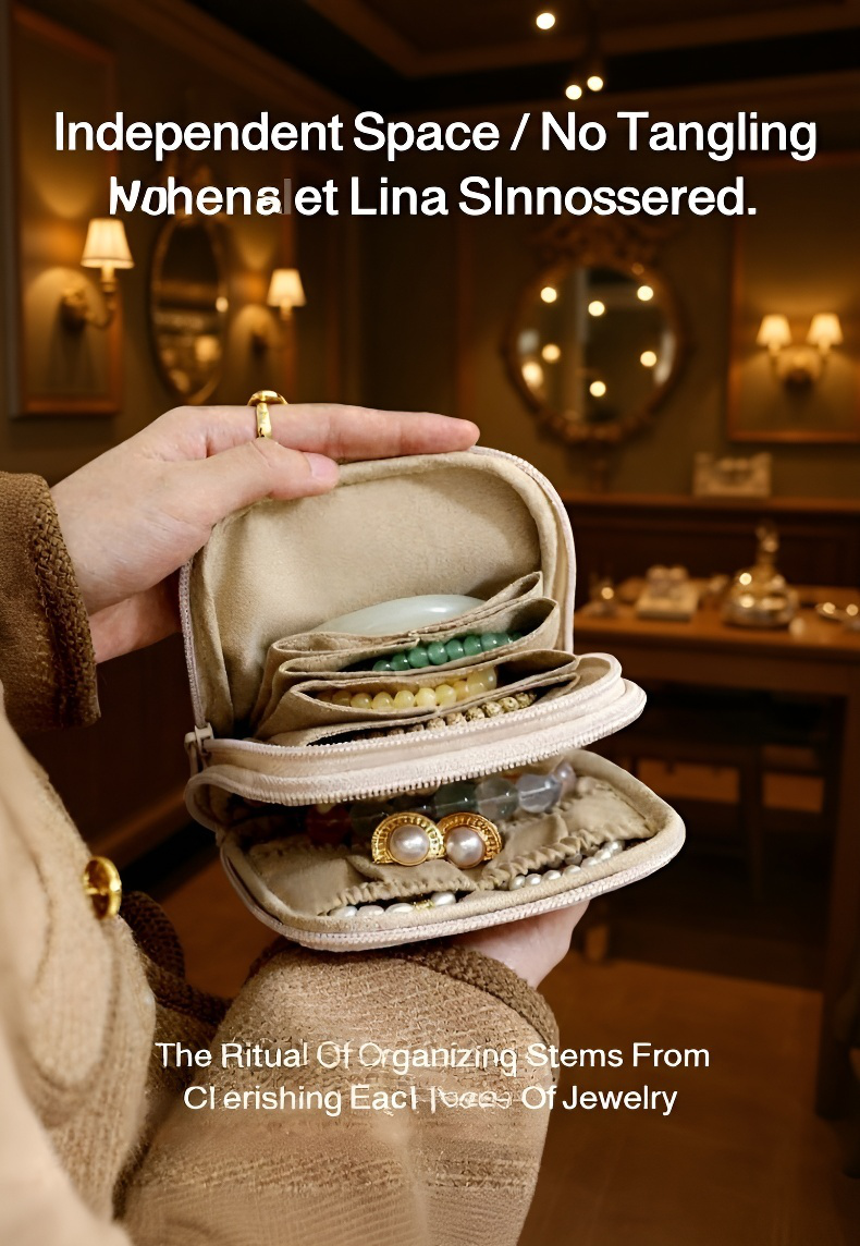Elegant double-layer jewelry pouch for accessories