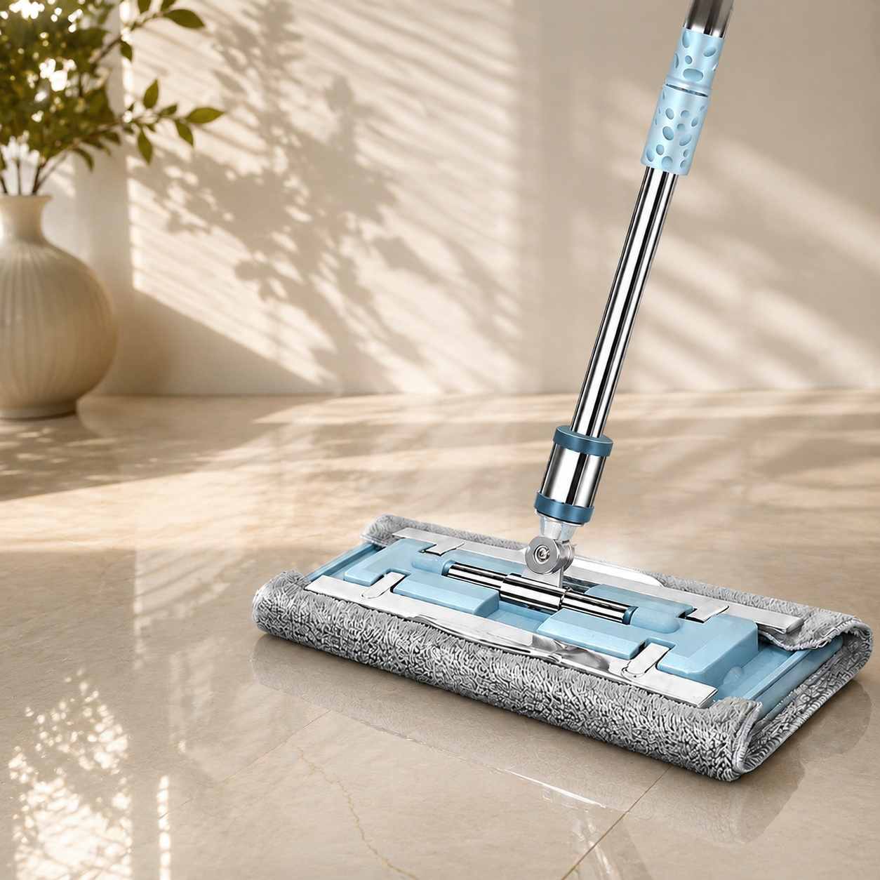 Stainless Steel Self-Wringing Mop with Cleaning Cloth