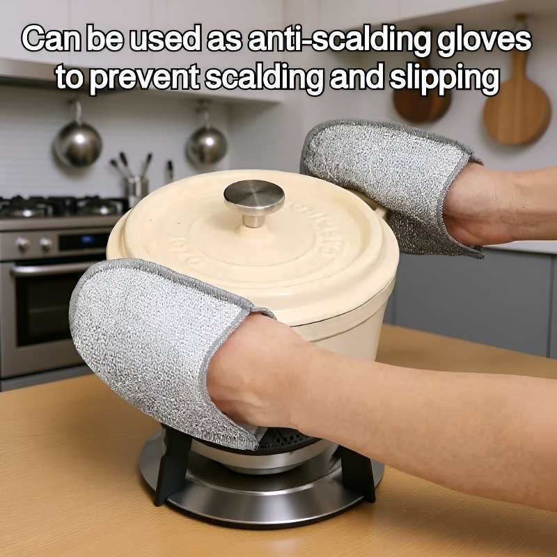 Double-sided Oil-repellent Silver Fiber Glove Cleaning Cloth