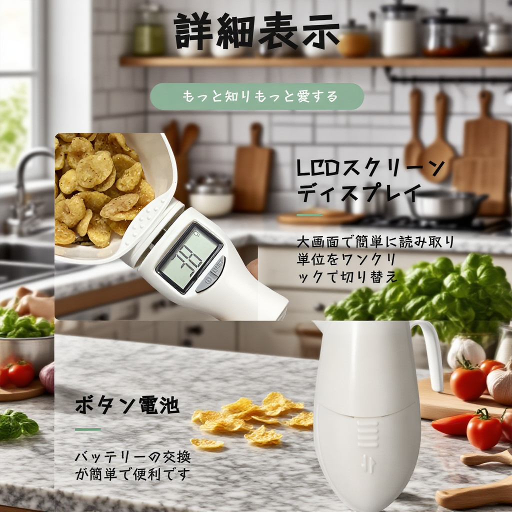 お手入れ簡単なデジタル計量スプーン