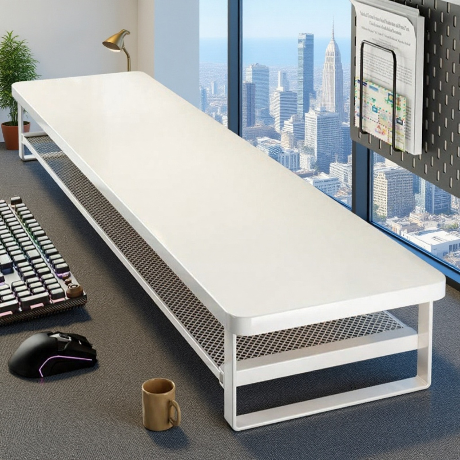 Adjustable Monitor Riser with Drawer, Double Layer Design