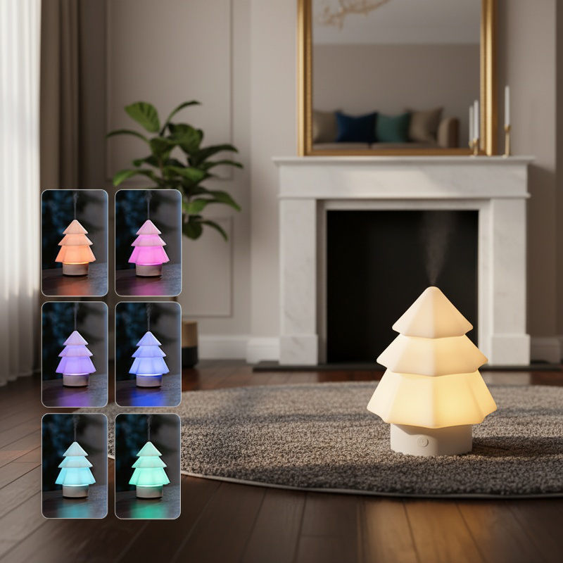 USB Mini Christmas Tree Humidifier with LED Mood Light Aroma Diffuser