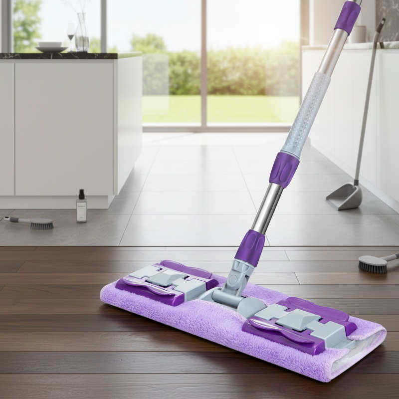 Serpillère plate absorbante, utilisable à sec et humide, pour nettoyer les parquets