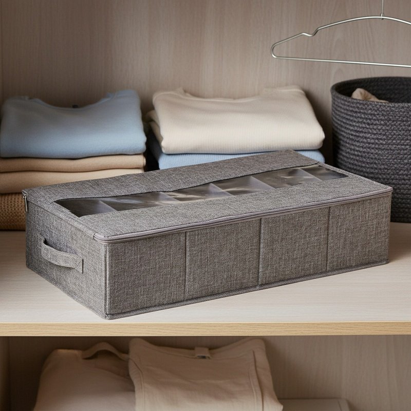 침대 밑 수납함 패브릭 접이식 투명 커버 침대 아래 이불 수납함 부직포 의류 신발 케이스