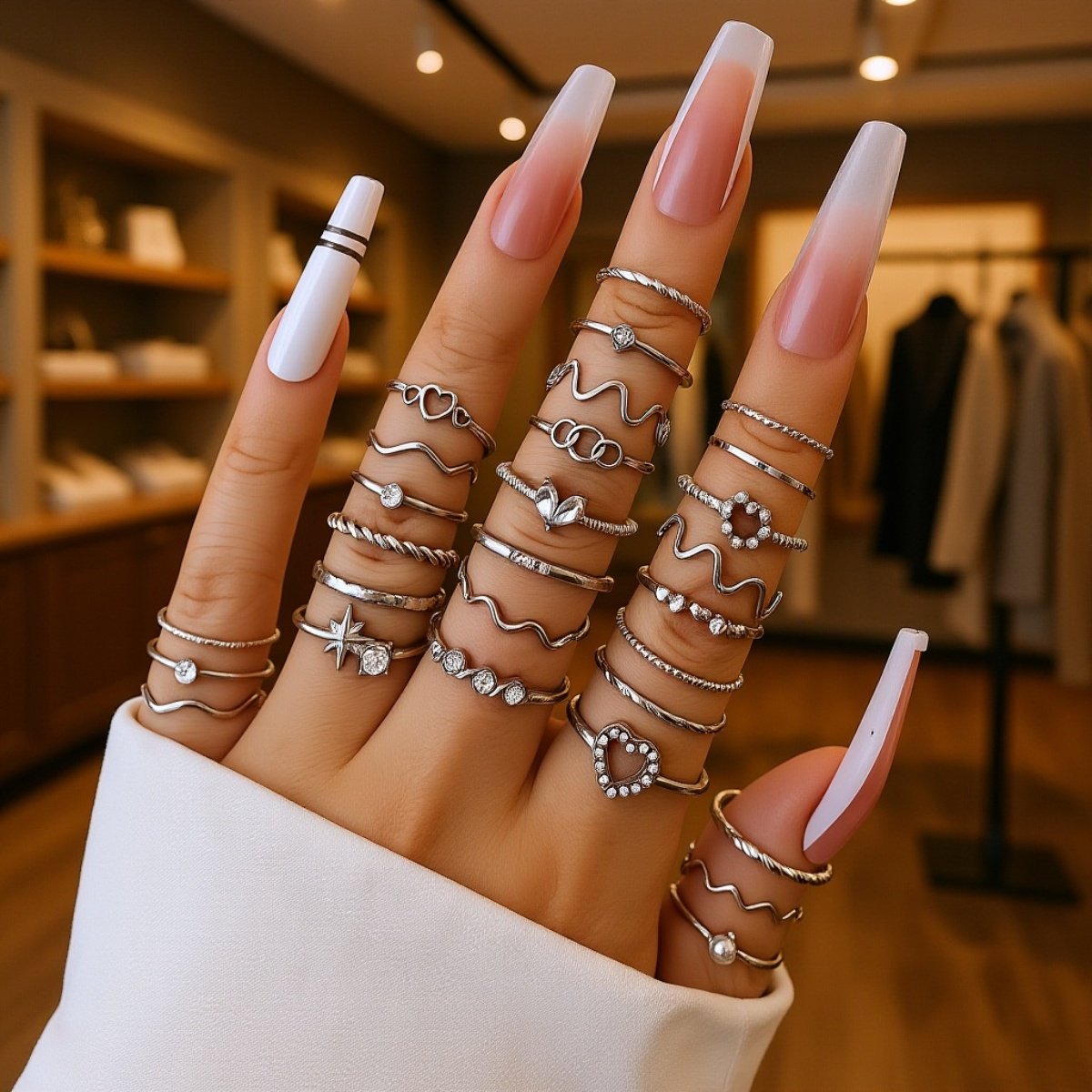 Vlnový prsten ve zlaté barvě