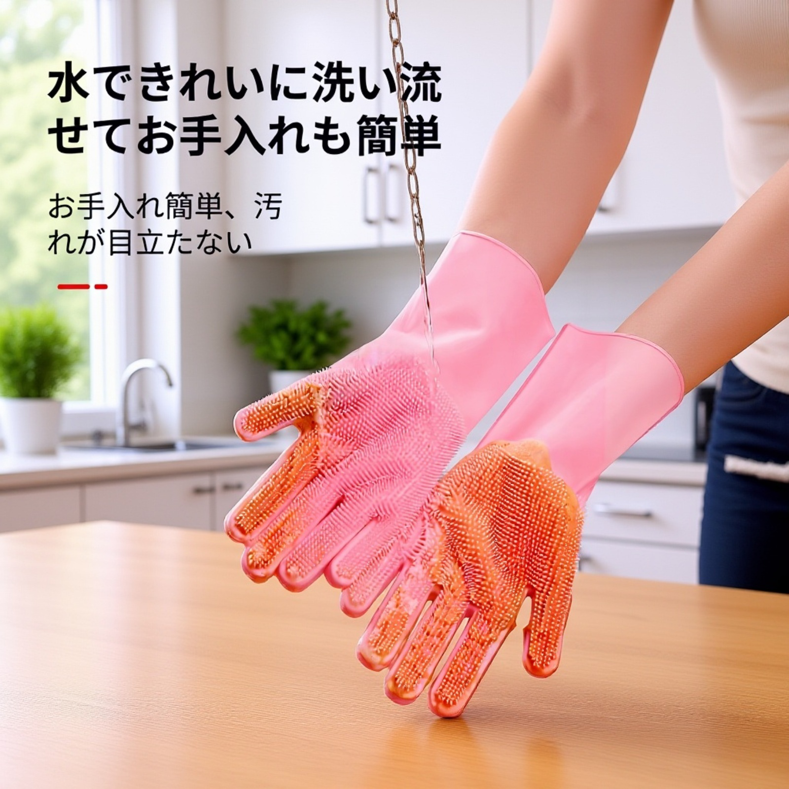 シリコン食器洗い手袋 魔法バス用 耐久・耐摩耗・防水ゴム手袋