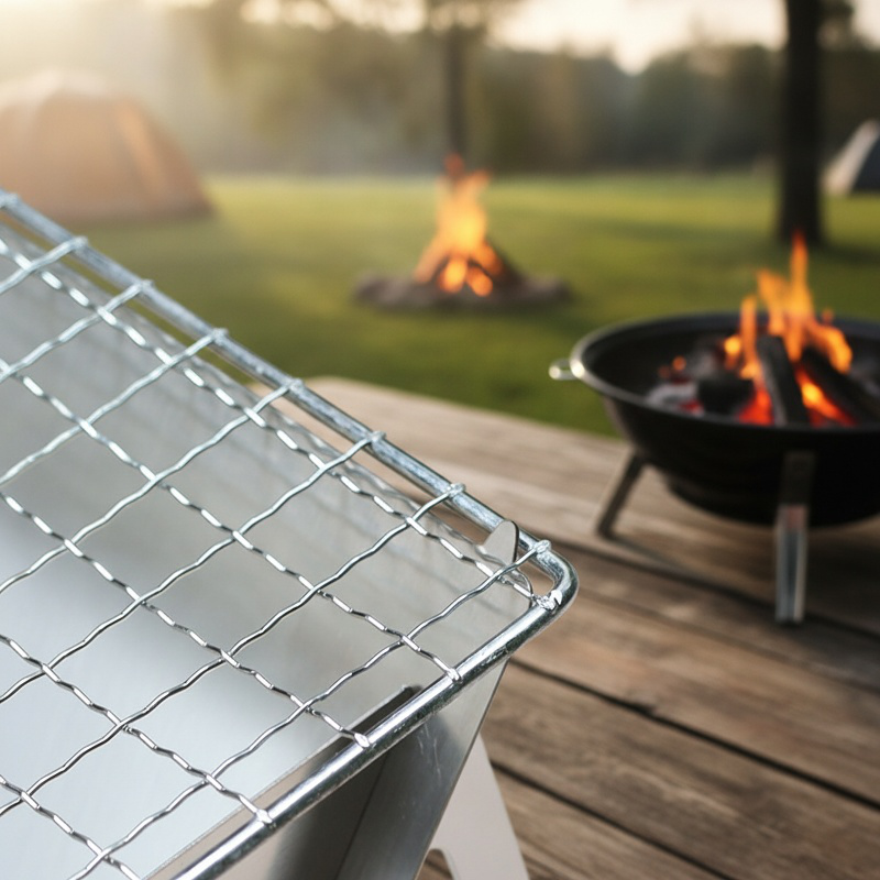 Estufa de tarjeta plegable para exteriores, parrilla de barbacoa, fuego de carbón