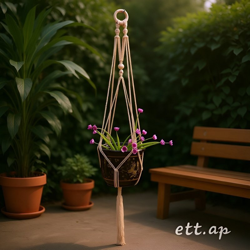 Macetero colgante de cuerda de algodón para plantas de jardín