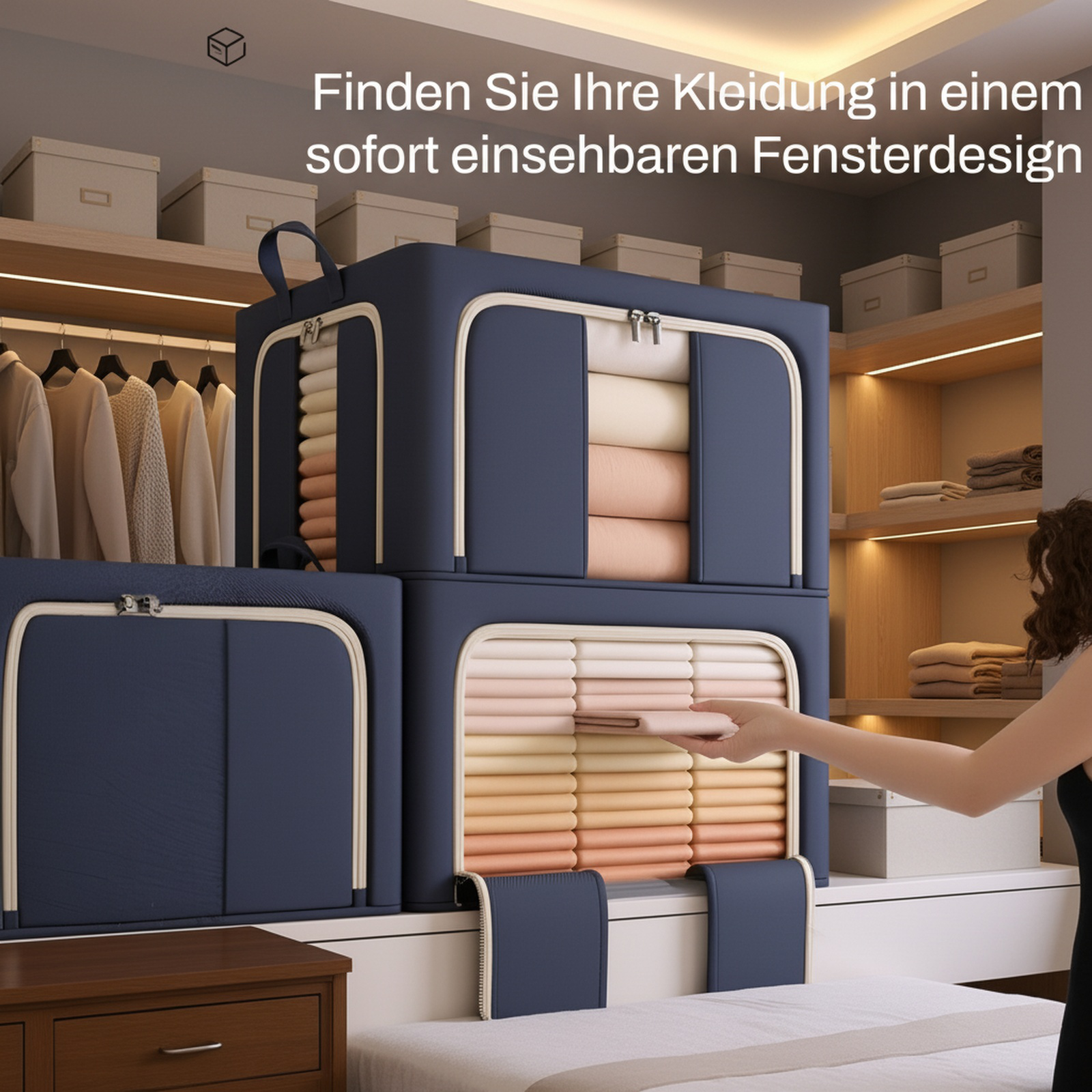 Faltbare Aufbewahrungsbox mit Tragegriffen