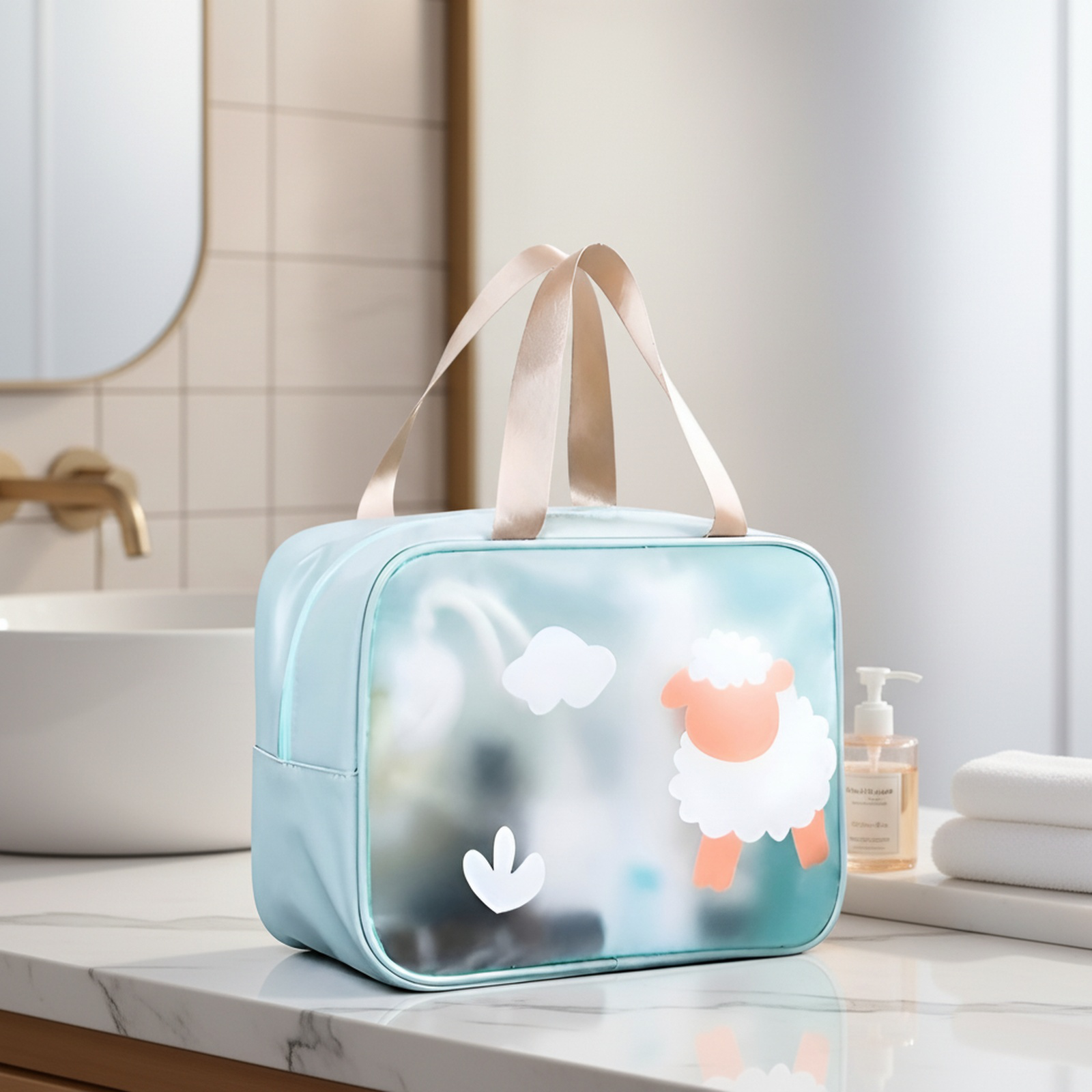 Large Capacity Wet and Dry Separation Cosmetic Bag