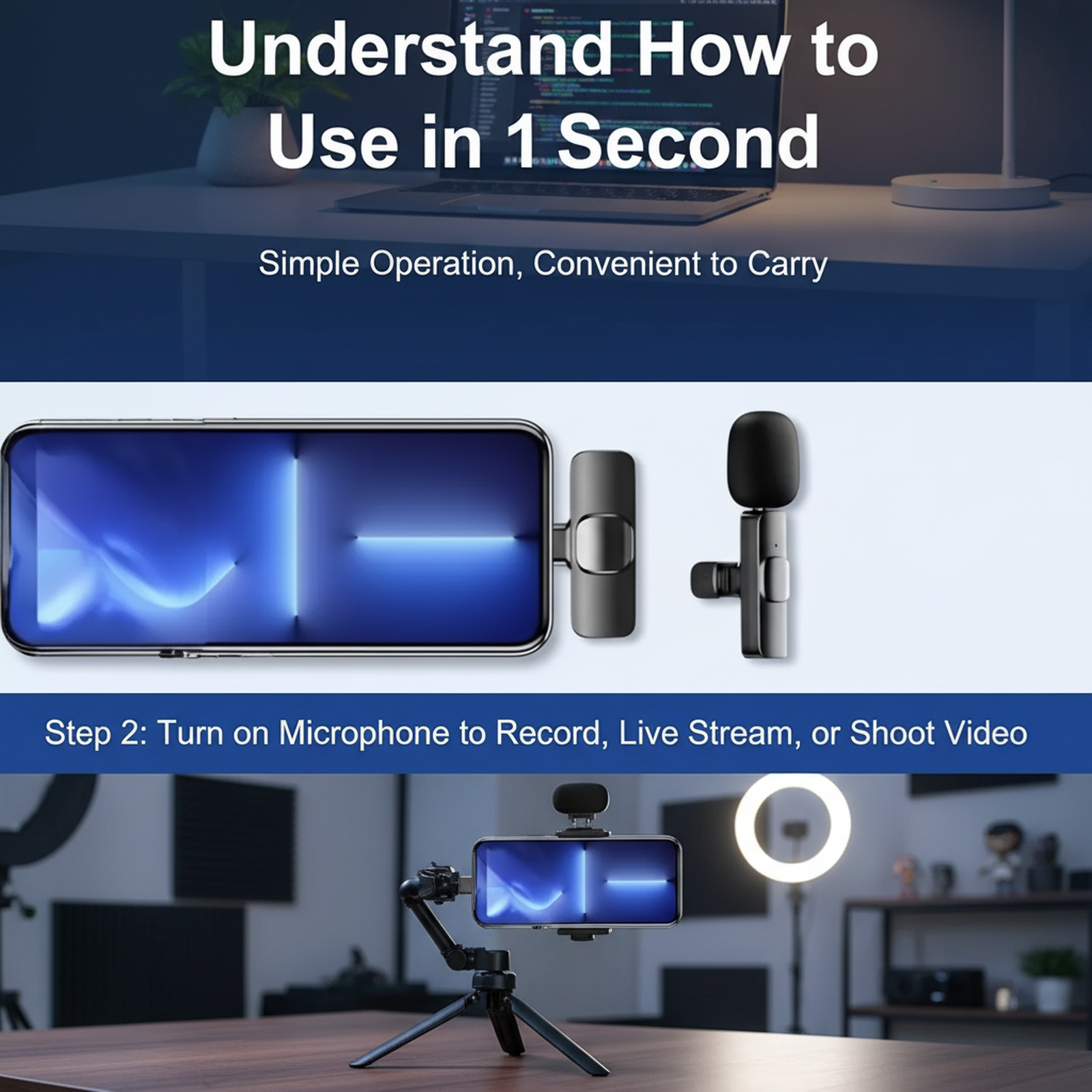 Wireless 360° Clip-on Microphone
