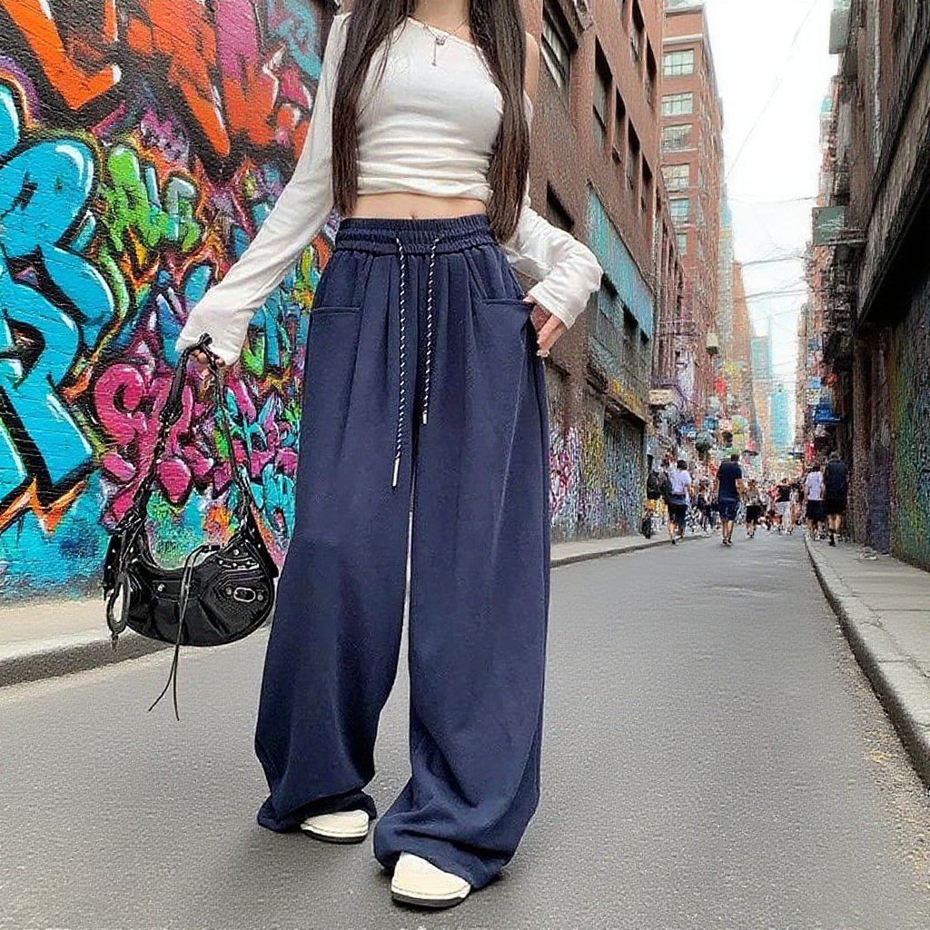 Pohodlné dlouhé kalhoty na podlahu, volné a ležérní