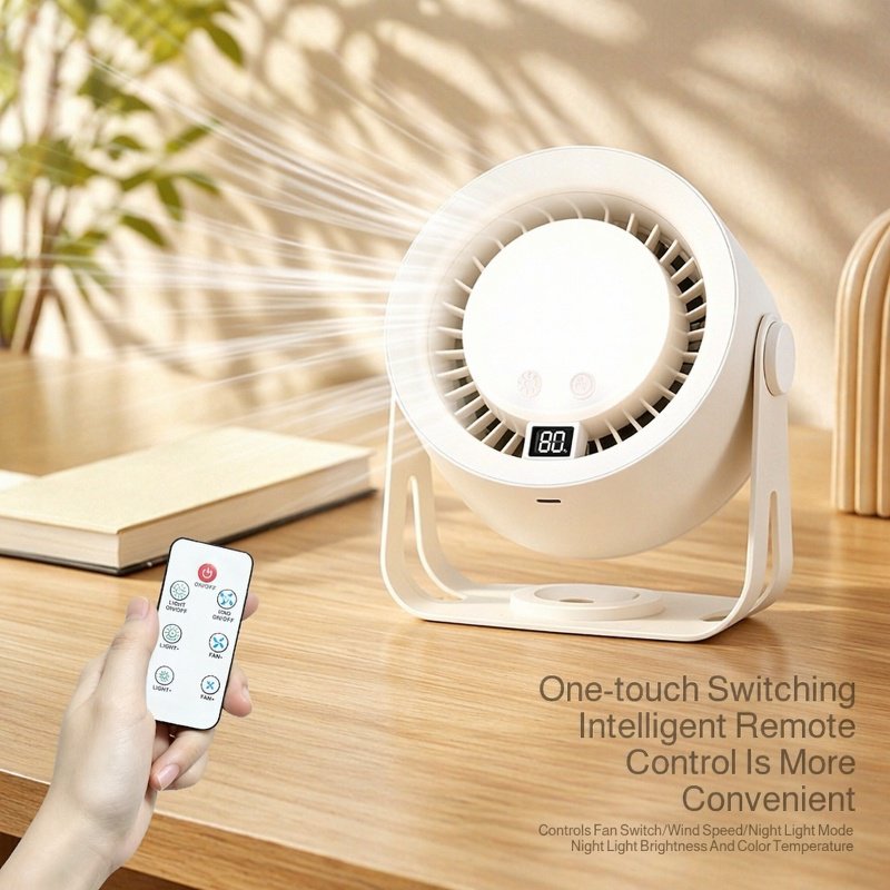 USB Charging Smart Remote Desktop Fan with Night Light 2-in-1 for Home
