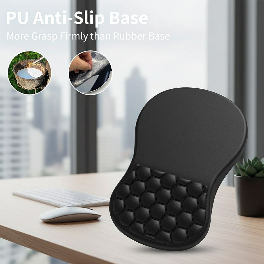 Ergonomic Slope Mouse Pad Black Foamed PU Base