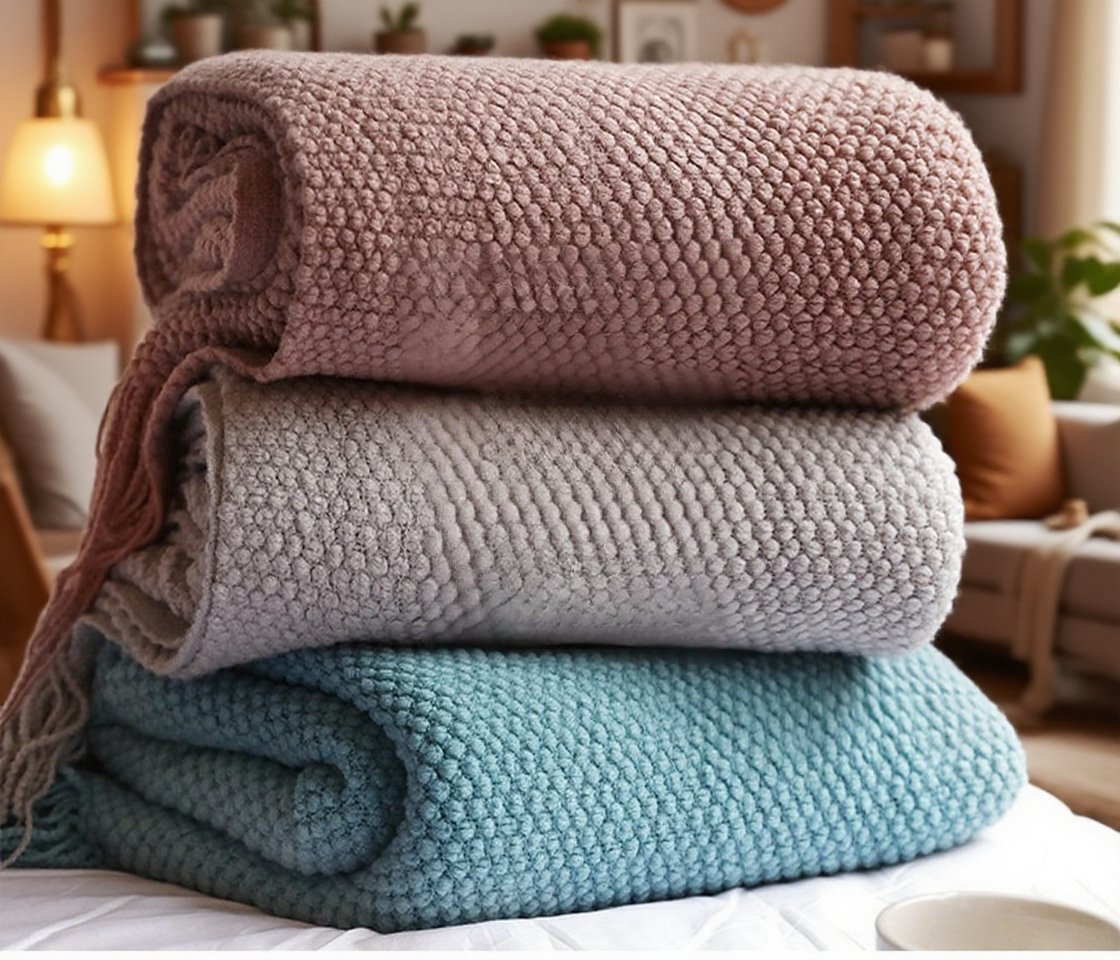 デスクチェアで昼寝毛布を掛けて休憩する様子