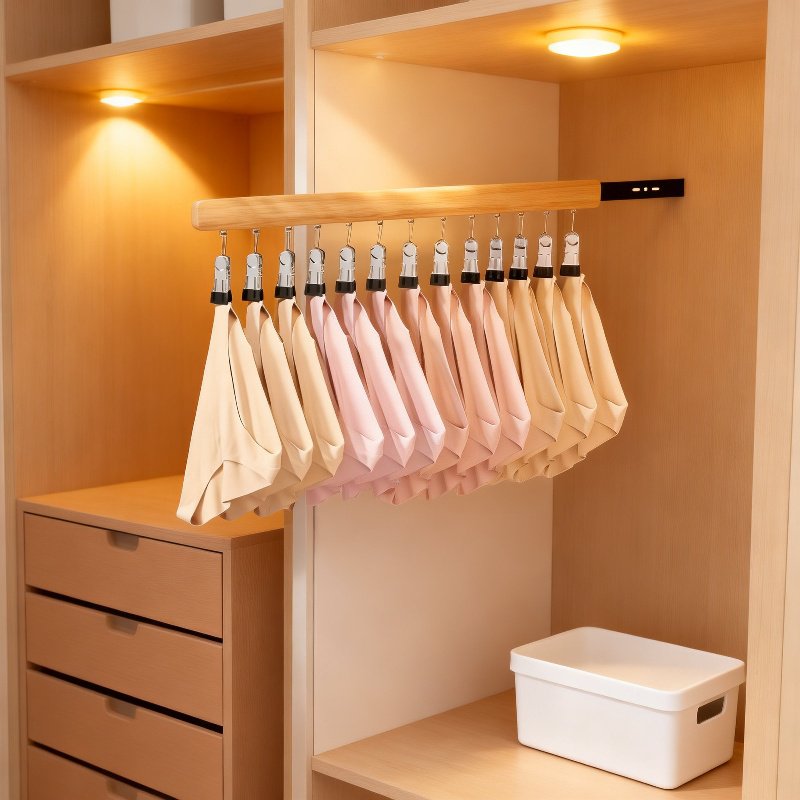 Percha de madera extensible para ropa interior