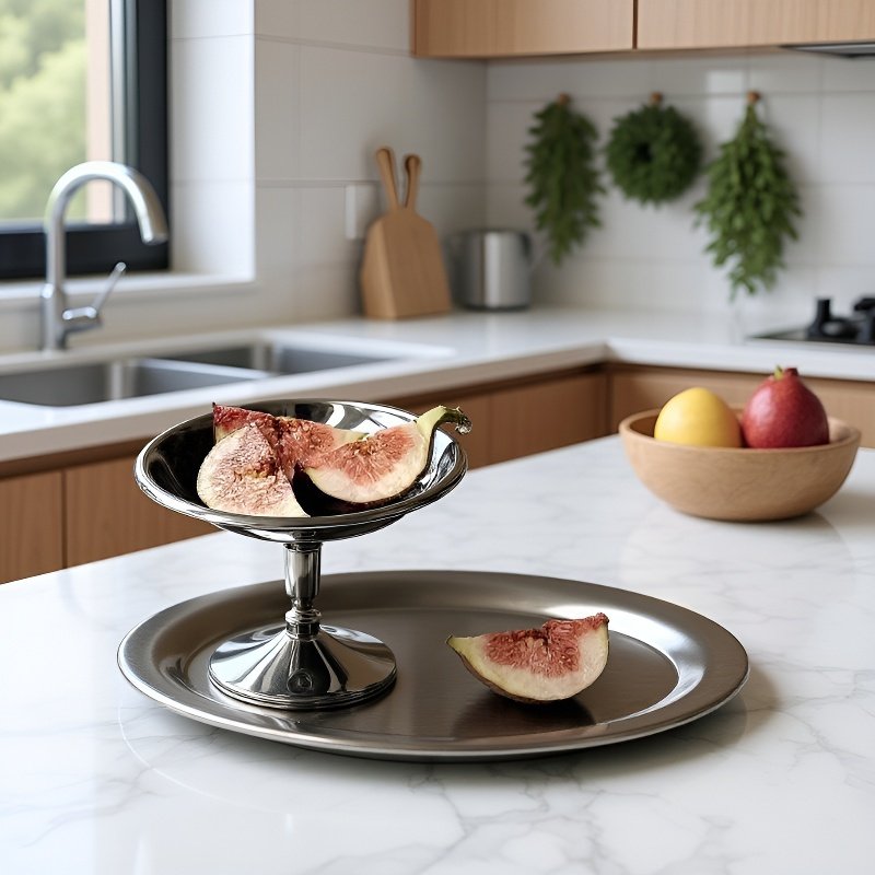 Stainless steel dessert cup on table