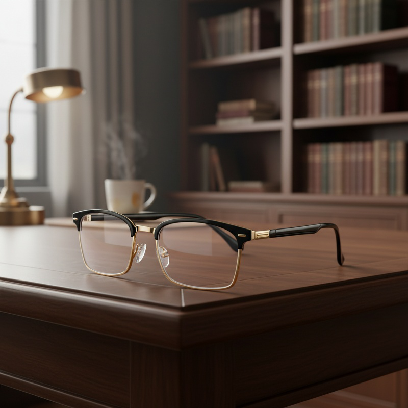 JMY Smart Zoom Half-Eyebrow Frame Anti-Blue Light Reading Glasses