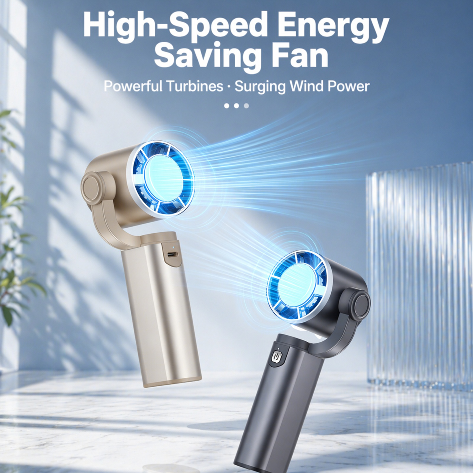 Handheld fan with cooling plate for instant cooling sensation, ultra-high speed motor, powerful airf