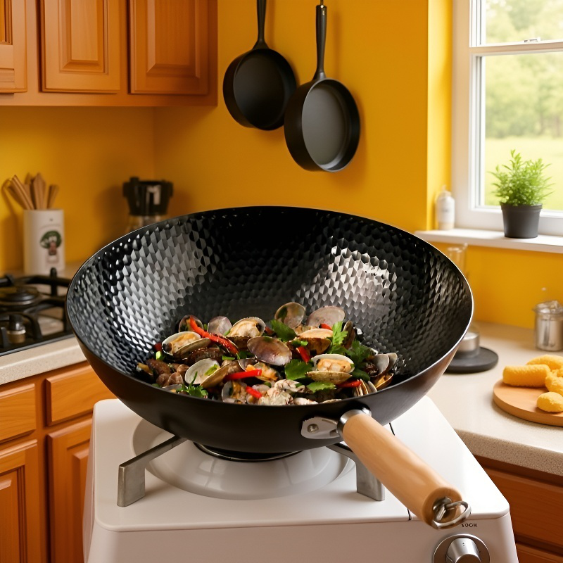 가정용 숙철 무코팅 볶음냄비 전통 가마냄비 무접착 후라이팬 후라이팬 무코팅 가마냄비 레인지