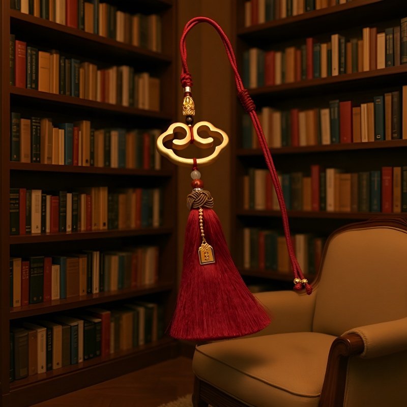 금도금된 길상 구름과 여의도 문양이 새겨진 자동차 펜던트