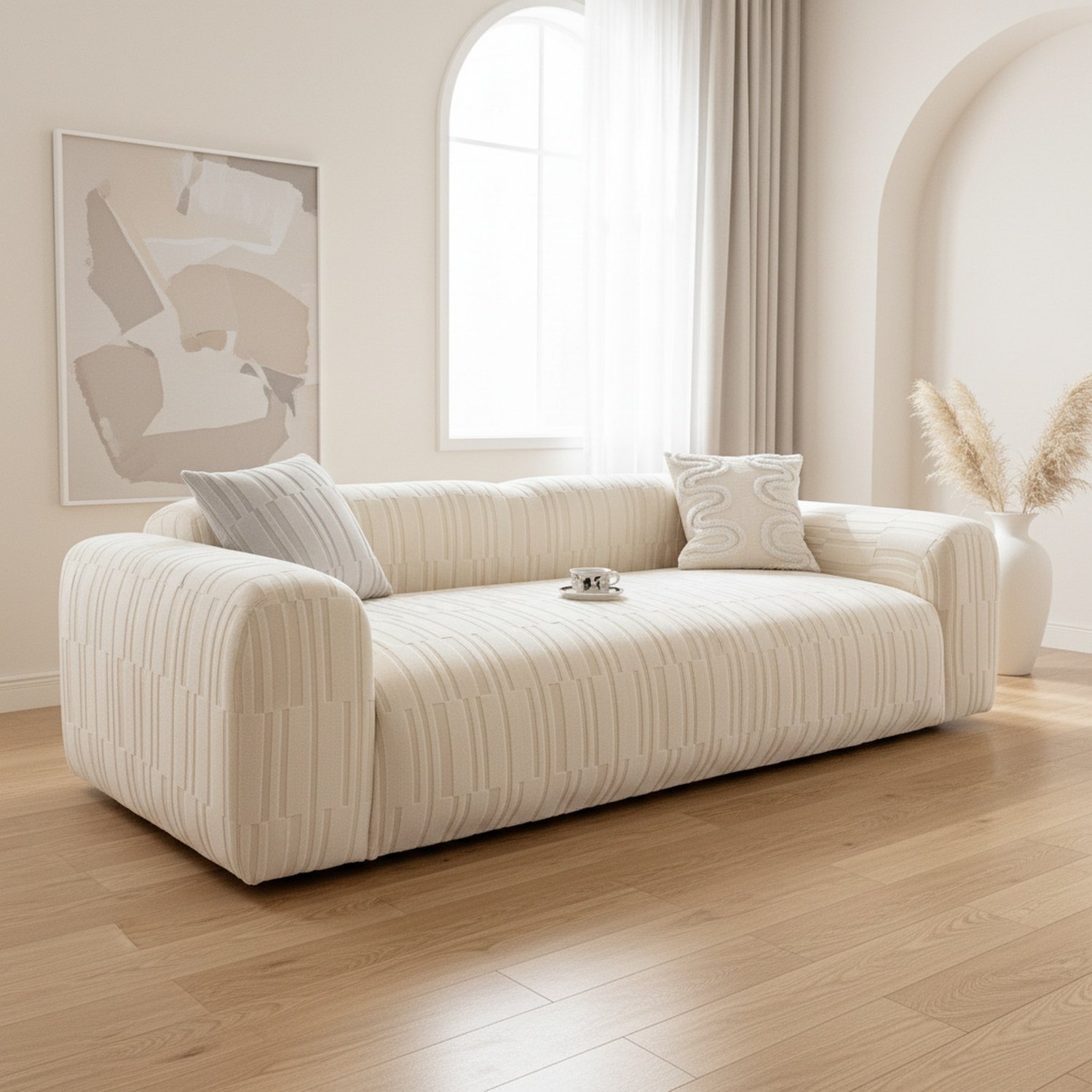 Unifarbene weiße Sofahusse