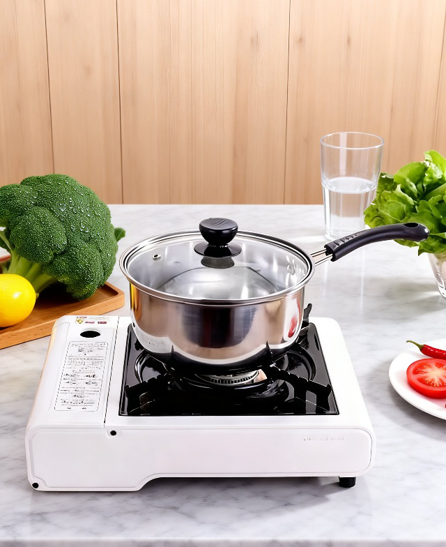 Olla de leche de acero inoxidable grueso con mango ergonómico