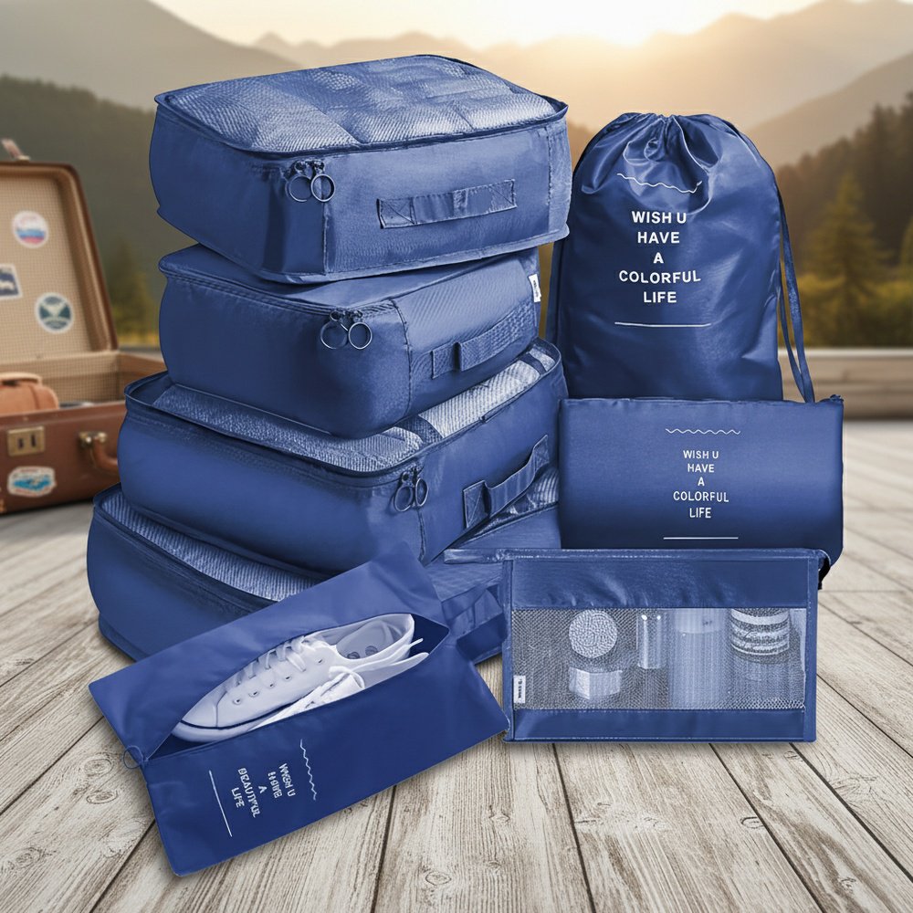Packing cubes neatly organizing suitcase interior