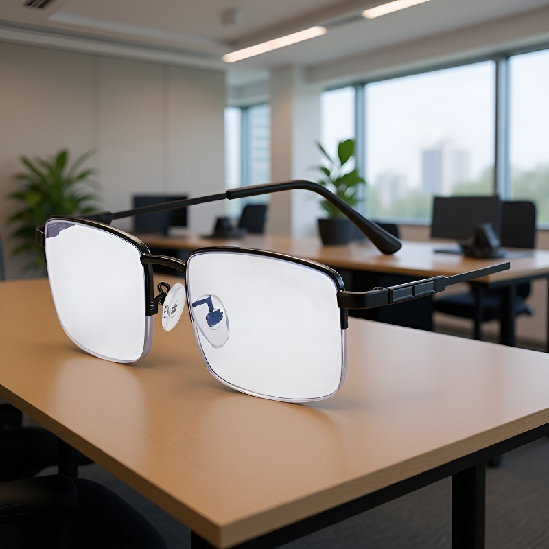 高性能自動調整近視老眼鏡 ブルーライト防止メモリーチタン合金