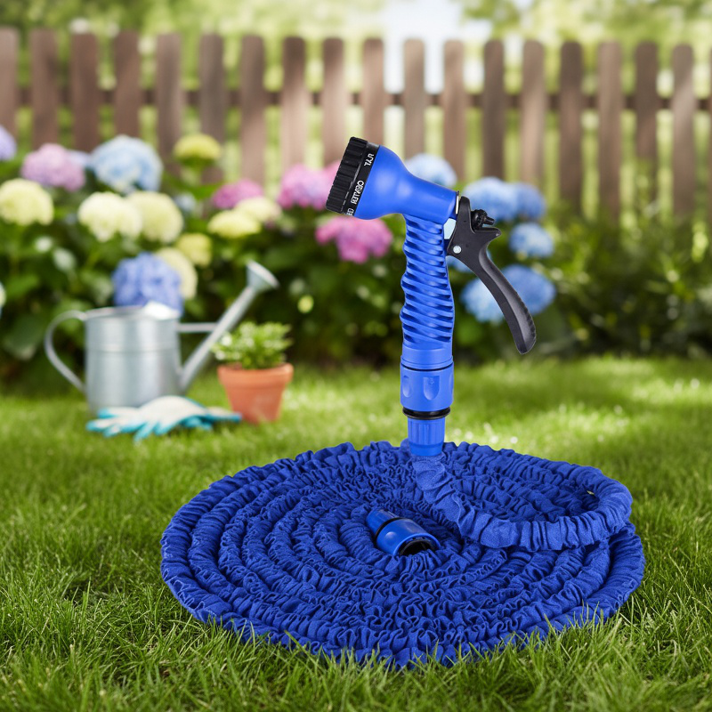 Durable Telescopic Garden Hose, Multi-function Sprinkler Nozzle, Length 5m-15m