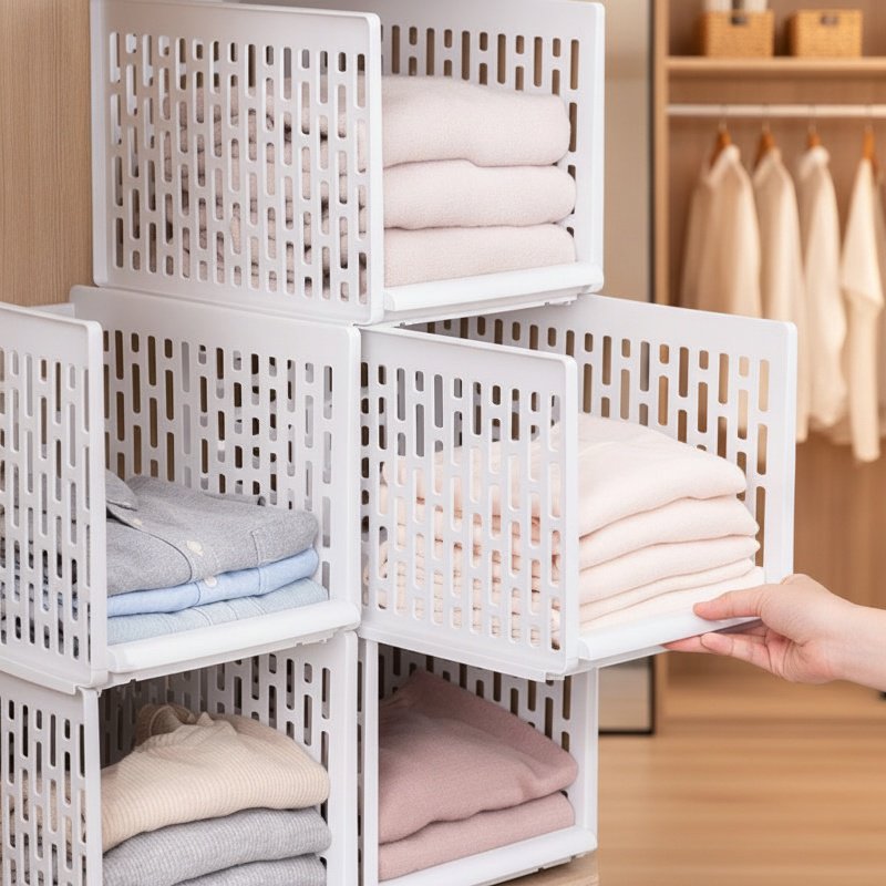 Bedroom Wardrobe Storage Layer Partition Basket