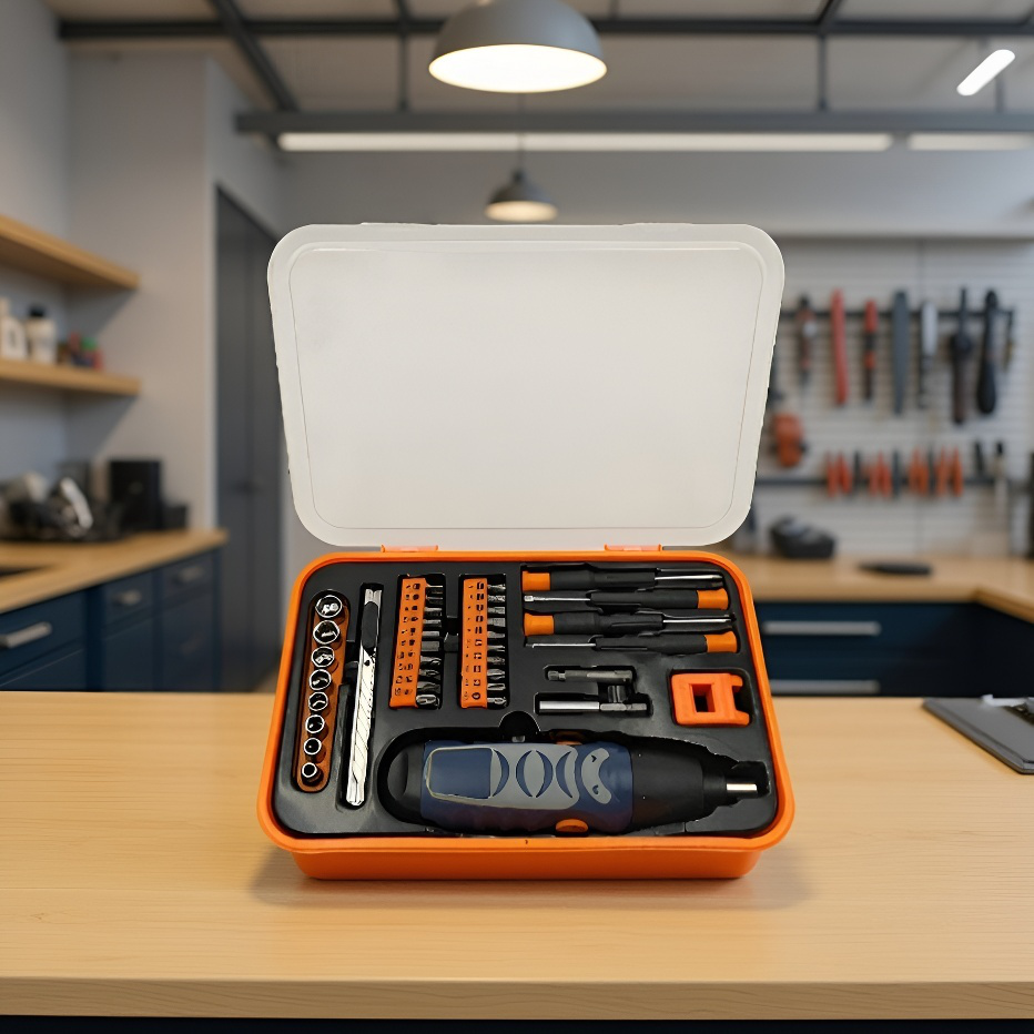 6V-os elemes mini fúró, elektromos csavarhúzó, egyenes szárú szerelőszerszám bútorhoz