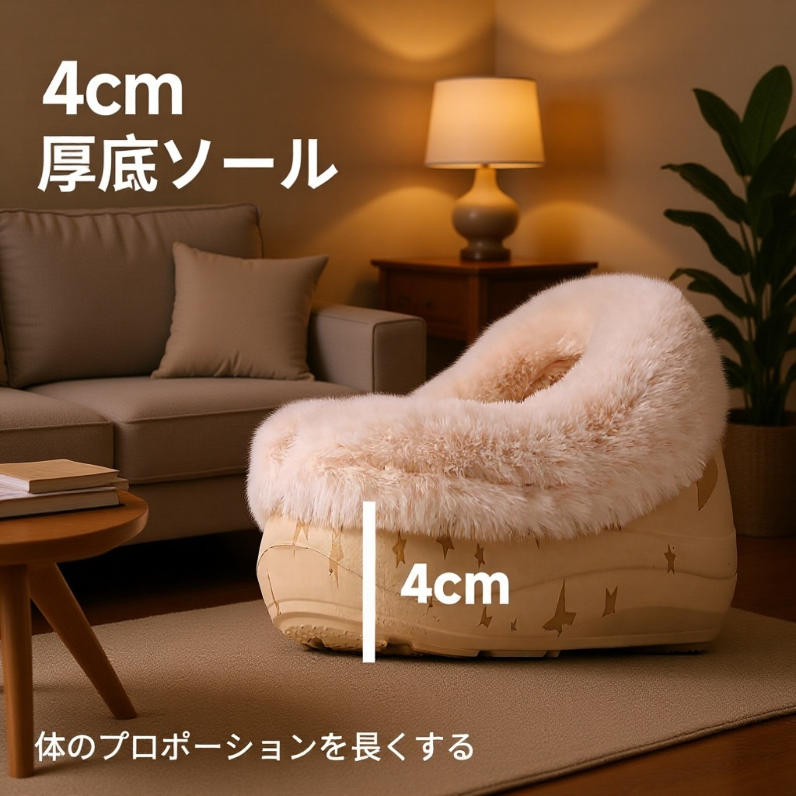 秋冬用防滑防水EVAルームシューズ、暖かい裏起毛付き