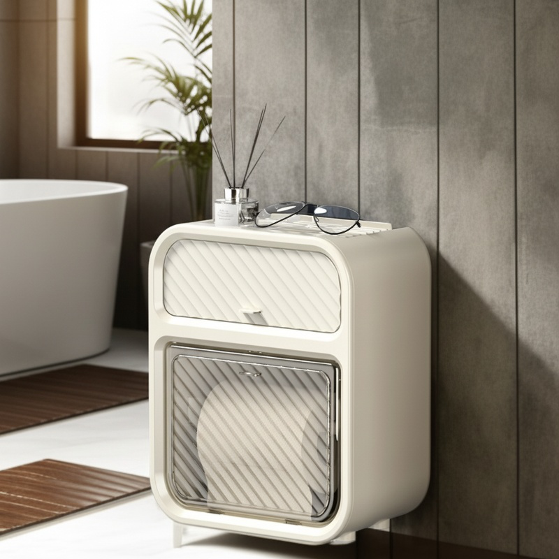 Punch-Free Bathroom Storage Rack Wall-Mounted Luxury Tissue Box