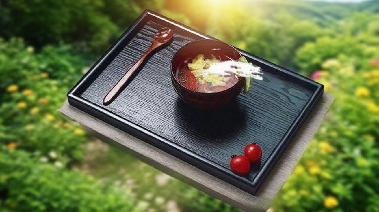 キッチンで使える長方形の木製トレイ