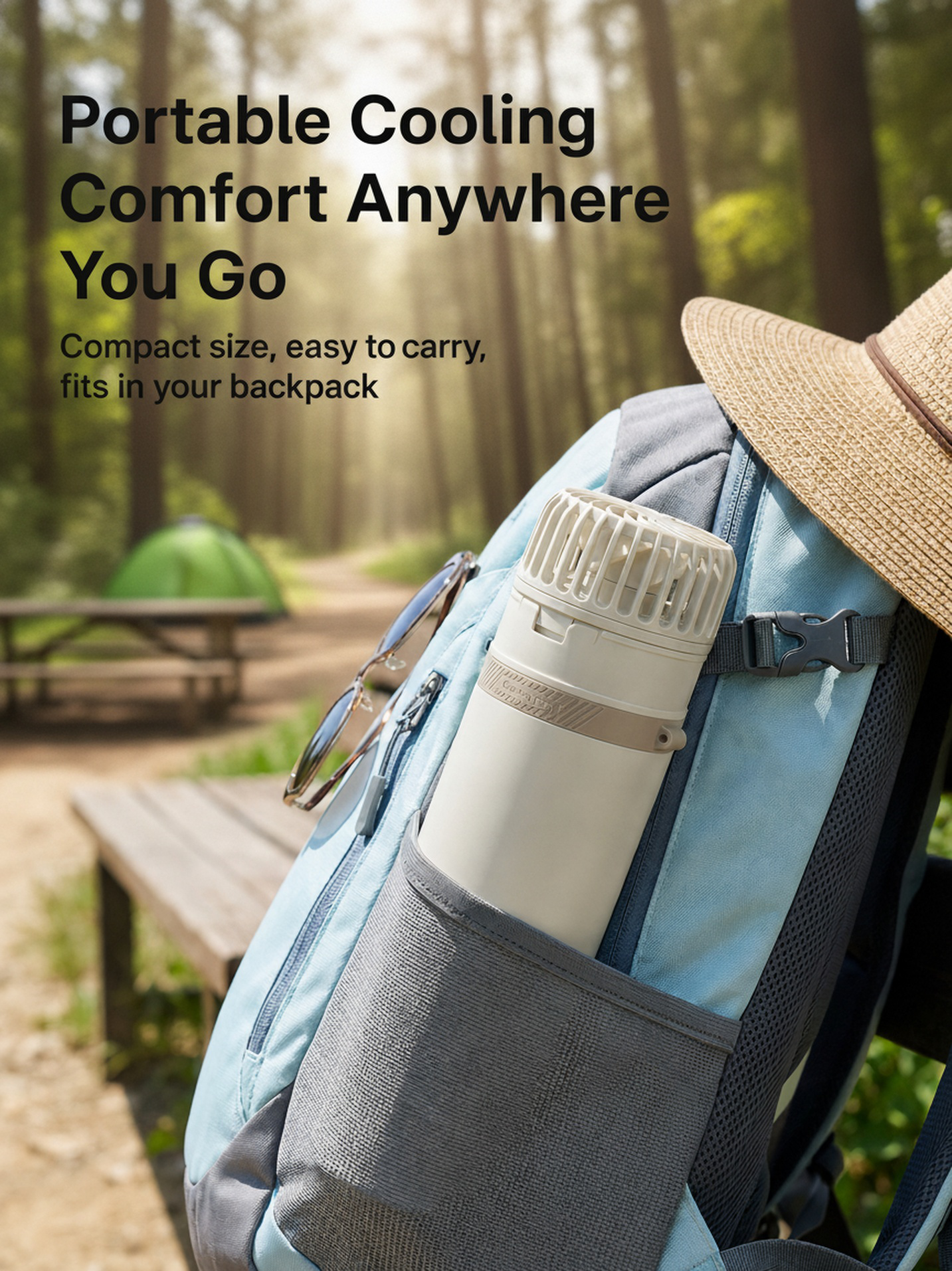 Personal cooling device with ice cup for travel