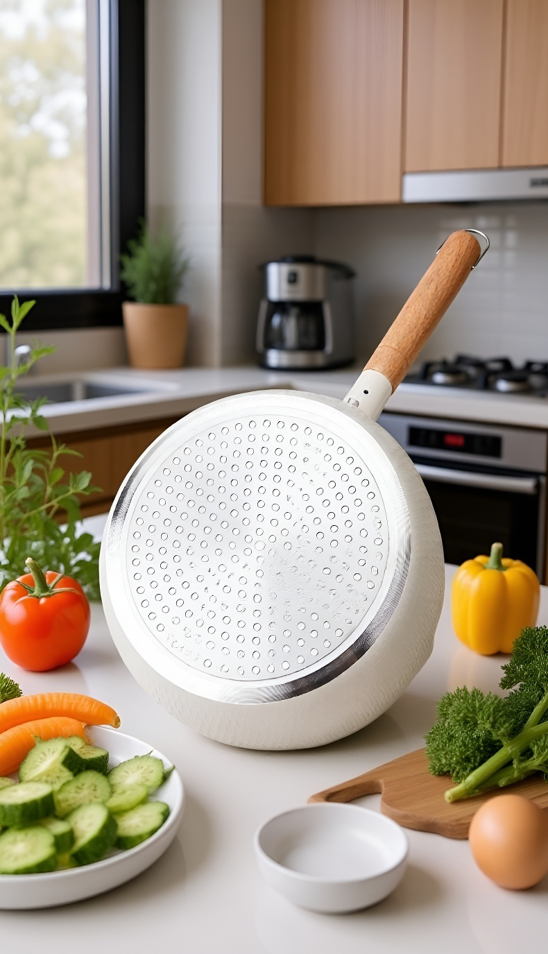 Cocinando caldo en olla pequeña para sopa