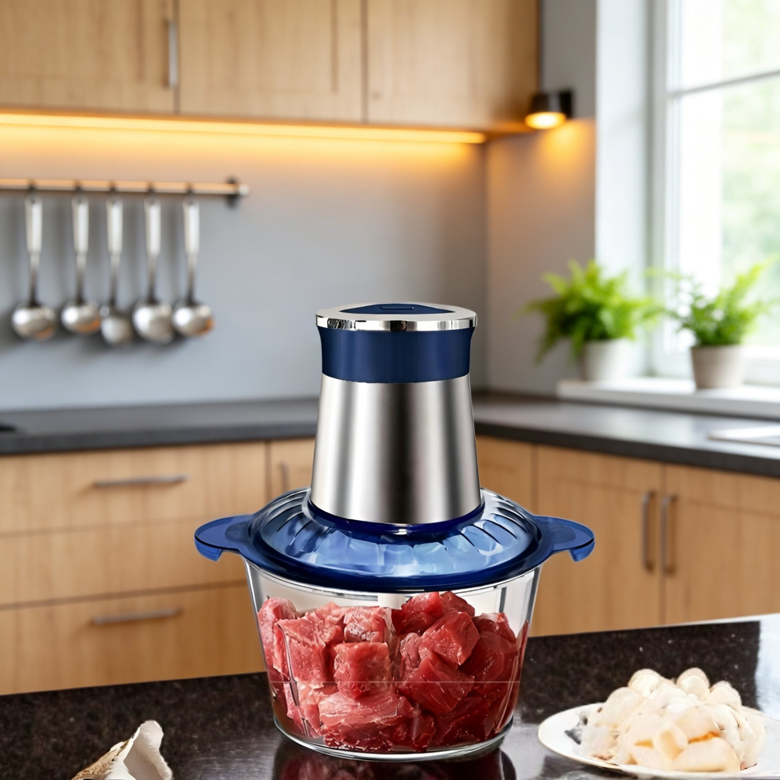 Small Electric Vegetable Meat Grinder Food Processor for Kitchen