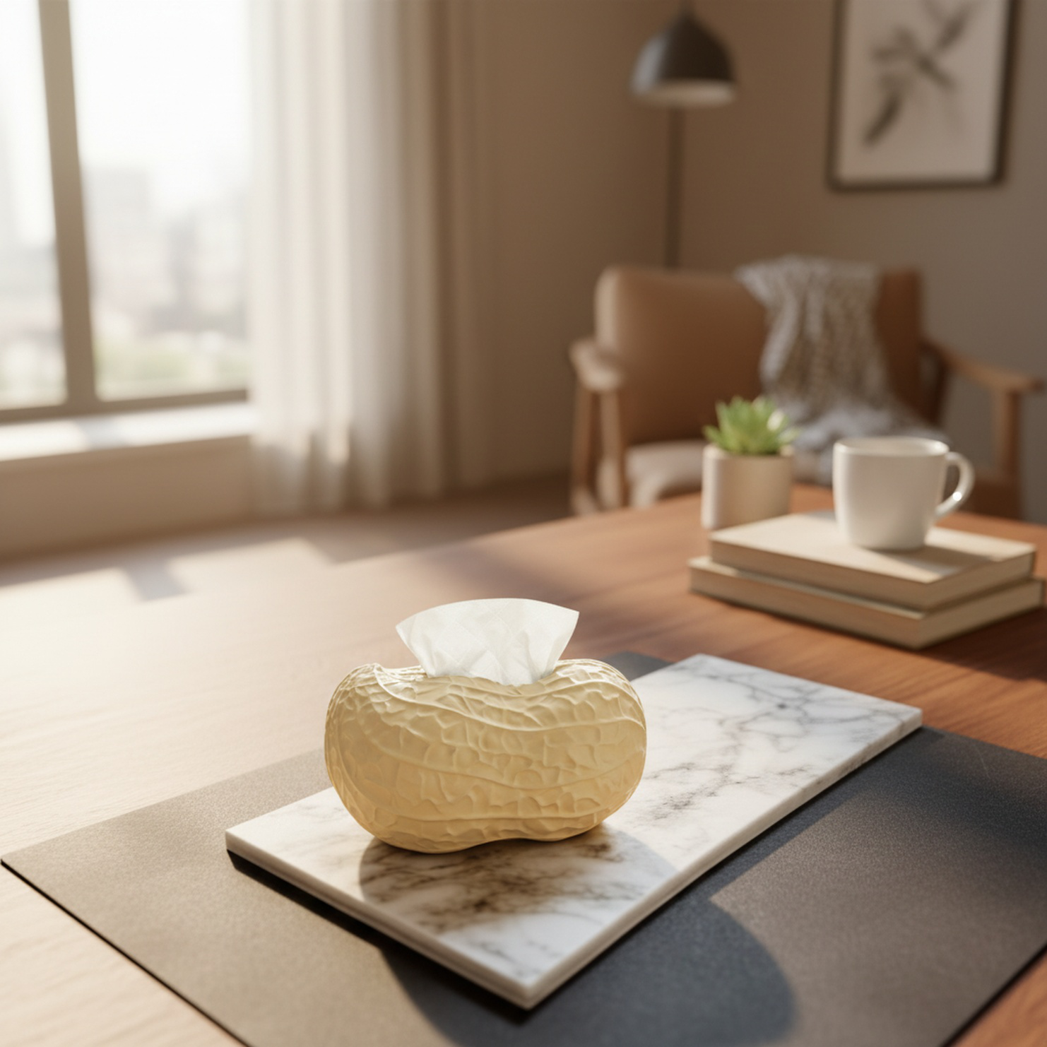 High-End Light Luxury Peanut Shaped Ceramic Tissue Box