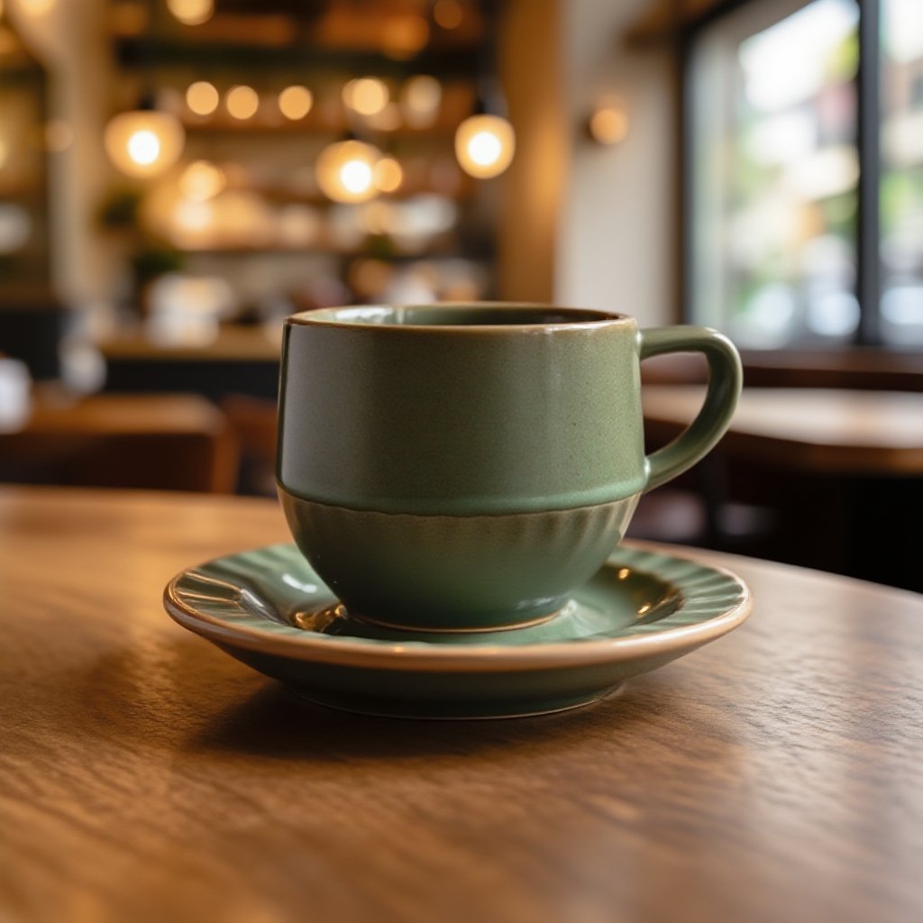 창의적인 레트로 커피 컵과 접시 세트