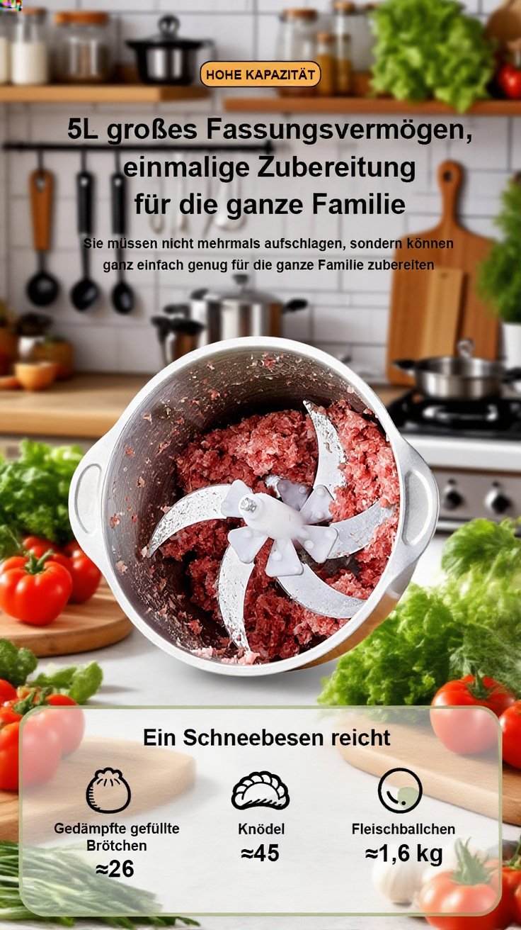 Multifunktionale Küchenmaschine mit großem Behälter