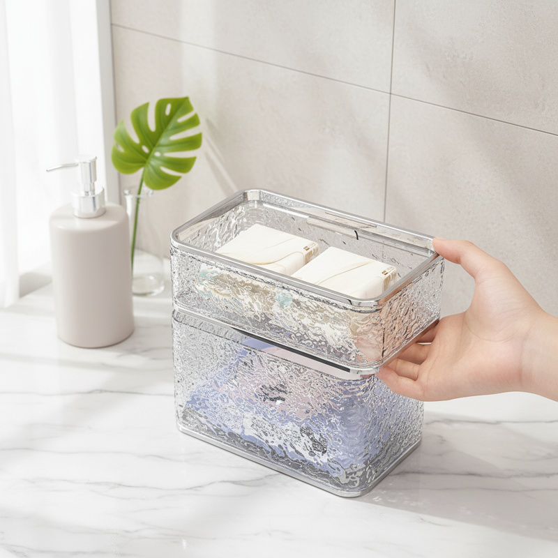 Wall-Mounted Water Wave Tissue Box for Bathroom