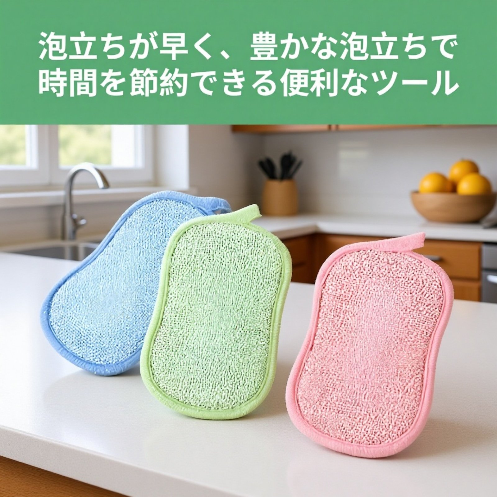 抗菌キッチンスポンジ 洗い物に最適 両面タイプ 5色セット