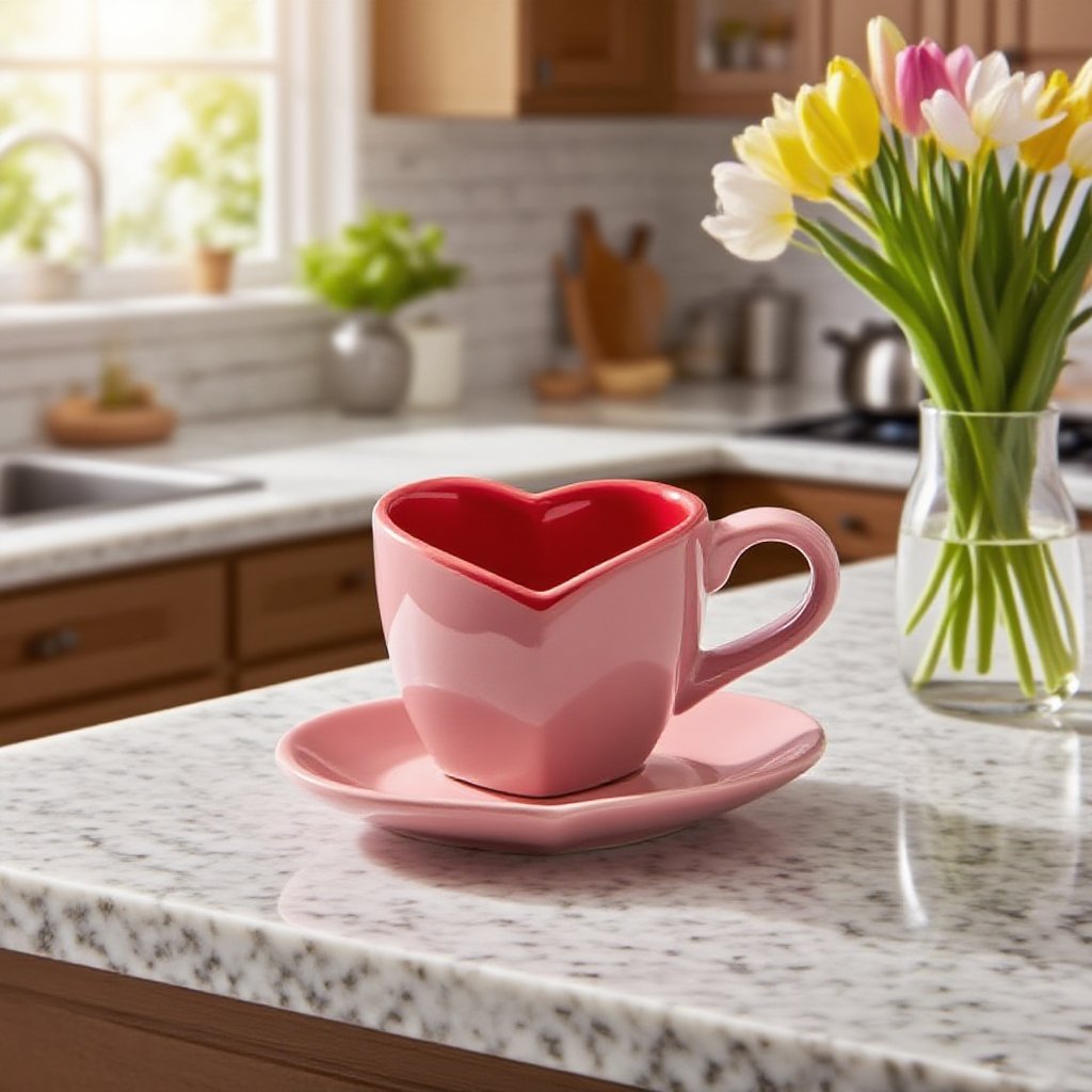 고가치 러브 커피잔과 접시 세트 심플 세라믹 컵 홈 커피잔