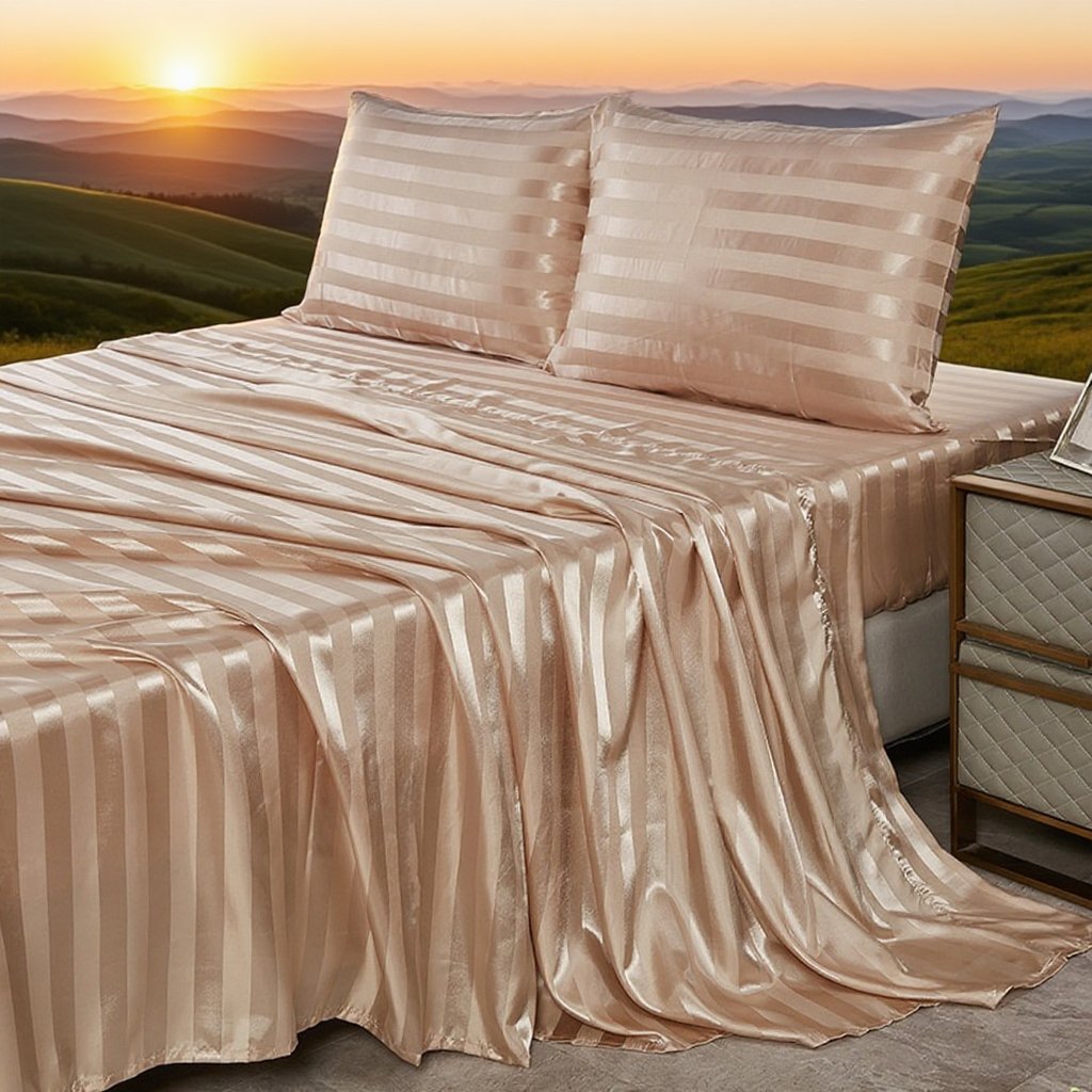 Imitation silk satin three-piece sheet set