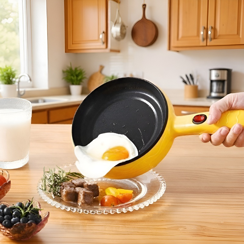 Mini cocina eléctrica para el hogar, antiadherente para hervir y freír huevos