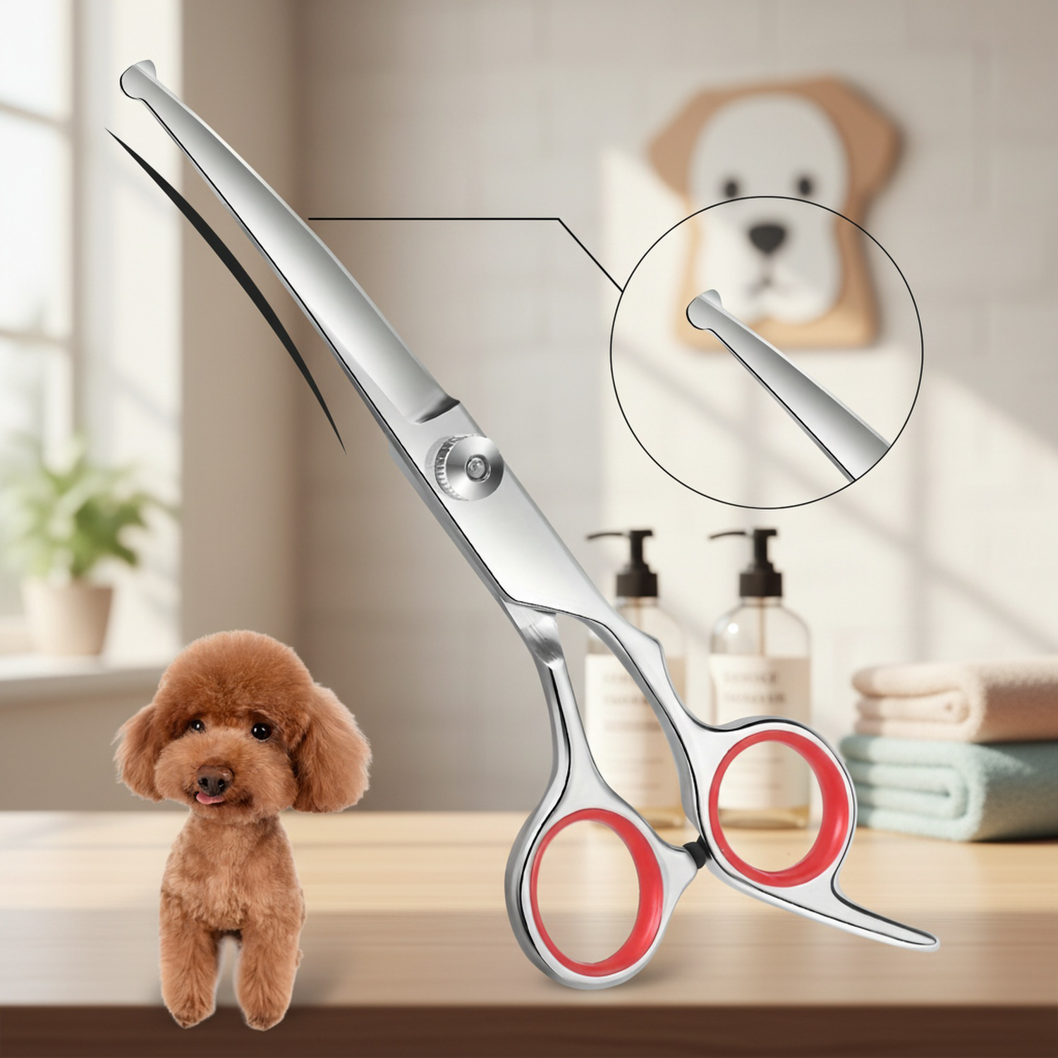Sichere Haustier-Schere mit runder Spitze – ideal für das Fellstyling Ihres Lieblings
